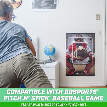GoSports Pitch N' Stick Kids Baseball Pitching Game - Choose Between Wall Poster Game Set or 4 Replacement Sticky Ball Baseballs - style: Without Target