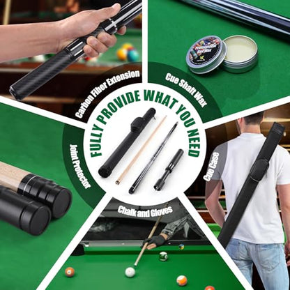 Premium Pool Cue Stick Set, 58'' Billiard Cues Canadian Maple Wood Stick 13mm Tip with Pool Cue Case, Telescopic Carbon Fiber Extension Cue & Billiards Accessories for Billiards Player - style: 20OZ