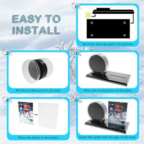 Card Archiver Hockey Puck Display Case, Acrylic Ball Ring & Card Stand Set | Dual Slot Design, Crystal Clear View, Sturdy Wear-resistant, Dustproof Waterproof, Easy Assembly, Sports Collectible Decor