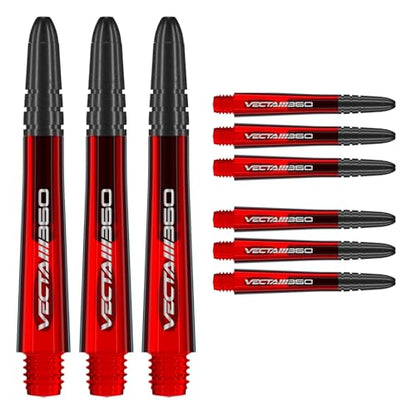 Winmau Dart Shaft - Vecta Blade360 Polycarbonate Dart Stems - 1 Set per Pack (3 Darts Shafts in Total) - Professional Darts Accessories - Red & Black Blade360 Intermediate Shafts