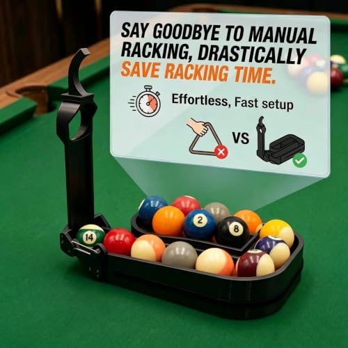 3D Printed Precision Pool Ball Rack: Professional Billiards Training Tool for Perfect Ball Placement, Fast Setup, Portable Design with Complete Maintenance Kit (Screwdriver/Rubber Bands) - color: black