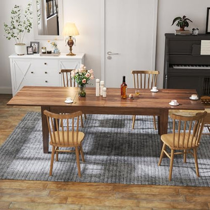 71"-106" Extendable Dining Table for 4-12 People, Space-Saving Extra Long Transformer Table with Extension Leaves Holder, Walnut - color: Walnut, style: 71" - 106.5" (4-12 People)