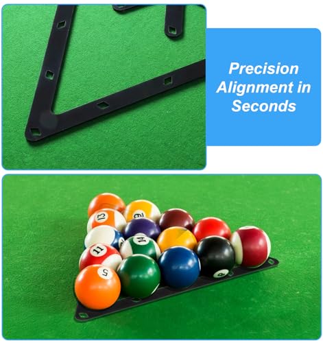 6 Pack Pool Rack Set, Black PET Magic Rack 8 9 10 Pool Ball Billiard Triangle Racks Holder for 8-Ball, 9-Ball & 10-Ball Games (Ball-Rack Sheet)