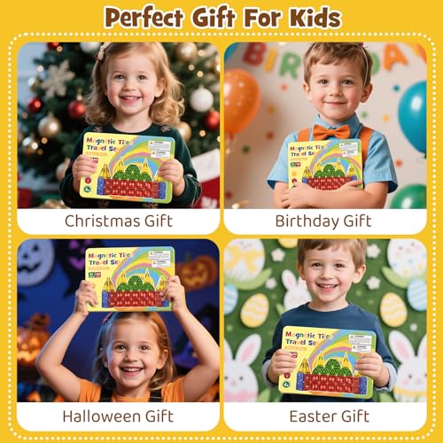 Mini Magnetic Tiles for Kids Ages 4-8, 40PCS Portable Travel Toys with Visual Storage Guide & Metal Storage Box, Compact Magnetic Building Blocks for Toddlers 3-5 Travel Activities - style: Diamond Texture Mini Magnetic Tiles - 40 PCS