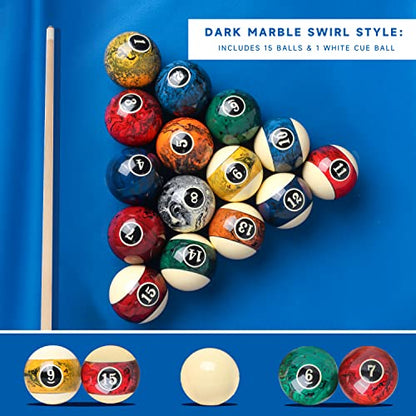 GSE Games & Sports Expert 8-Ball Triangle & 9-Ball Diamond Pool Ball Racks with 2-1/4" Standard Pool Balls, Billiard Balls and Racks Set, Pool Table Accessories (Several Colors Available) - color: Dark Marble Style Balls, style: Oak Racks