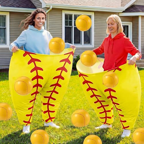 Shappy Granny Pants Yard Game, 2 Pcs 31.5 x 39.5 Inches Big Softball Granny Pants with 8 8 Inch Bouncy Balls 2 Pump Giant Softball Outdoor Game for Family Reunion Team Building Picnic Field Day - style: Softball