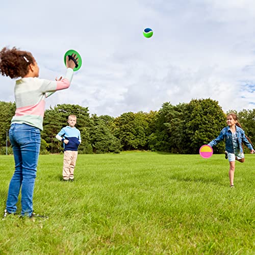 Weehoey Beach Toys - Outdoor Games for Kids, Toss and Catch Ball Set with 4 Paddles 3 Balls, Toys for 3 4 5 6 7 8+ Year Old Boys Girls Christmas Birthday Gifts (Pink and Green) - color: Pink and Green