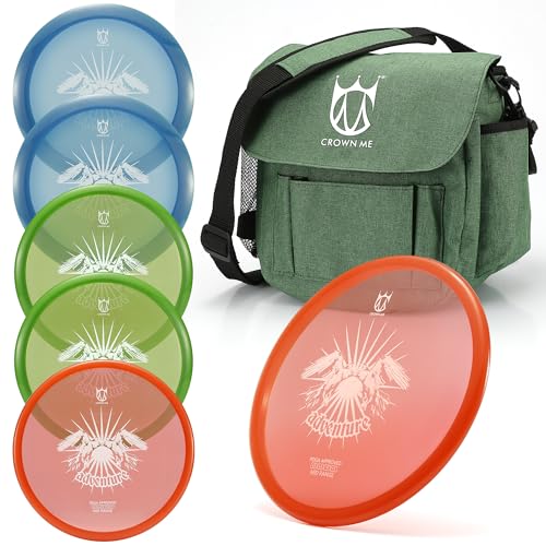 CROWN ME PDGA Aprroved Disc Golf Pro Set with Bag and 6 Discs - color: Green