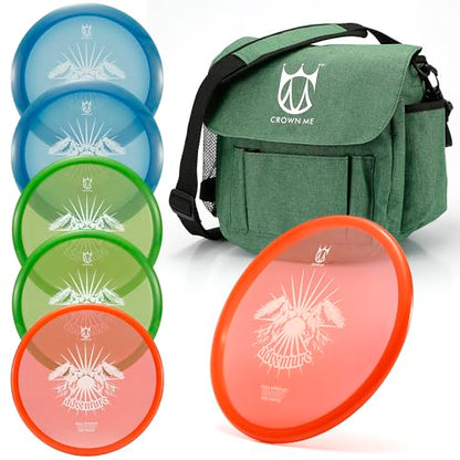 CROWN ME PDGA Aprroved Disc Golf Pro Set with Bag and 6 Discs - color: Green