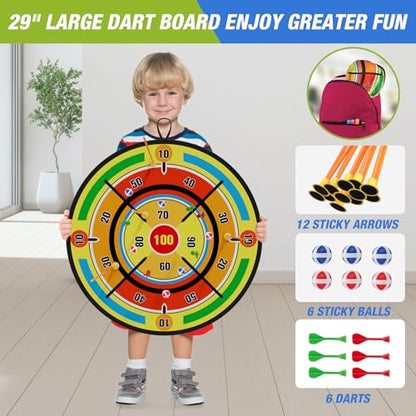 HYES 2 Pack Kids Bow and Arrow with 29" Large Dart Board, LED Light Up Archery Set with 24 Suction Cup Arrows, Indoor Outdoor Sport Toys Gifts for 3 4 5 6 7 8 9 10 11 12 Year Old Boys Girls - size: 2 pack-dartboard target