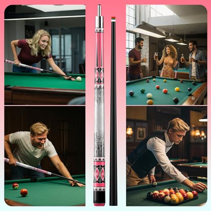 58" Professional Pool Cue, 2-Piece Billiard Stick 12.5mm Tip Low Deflection Pool Sticks,20oz Fiberglass Front & Maple Rear