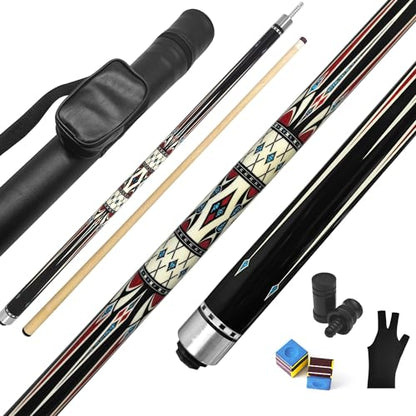 2-Piece Canadian Maple Pool Cue Stick with Portable Hard Case -12.5mm Leather Tip, 58" Billiard Sticks 19 oz/ 20 oz - Precision Crafted for Straight Shots and Balanced Performance - style: Black-20 oz