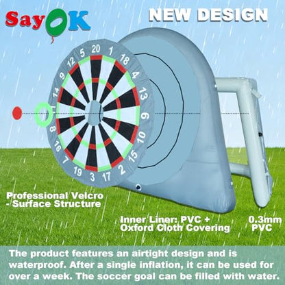 Inflatable Giant Kick Darts (18+ Ways to Play) Inflatable Soccer Goal Jumbo Soccer Dartboard w/Air Pump Big Carnival Games Giant Outdoor Games Oversized Dart Board Yard & Lawn Game