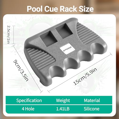 Portable Weighted Billiard Cue Rack With Chalk Holder, Pool Cue Holder Grey (4 Holes) - style: 4 Holes-Grey