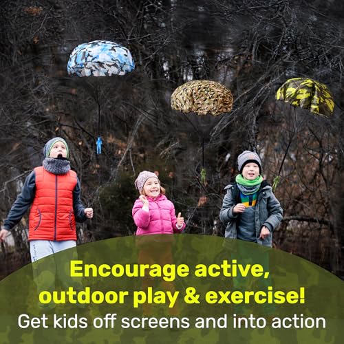 NUTTY TOYS Army Parachute Toys for Kids - Tangle Free Outdoor Flying Parachute Men, Best Small Outside Toys for 4 5 6 7 8 9 10 11 12 Year Old, Top Christmas Stocking Stuffers Idea 2026 Unique Boy Gift - style: Army