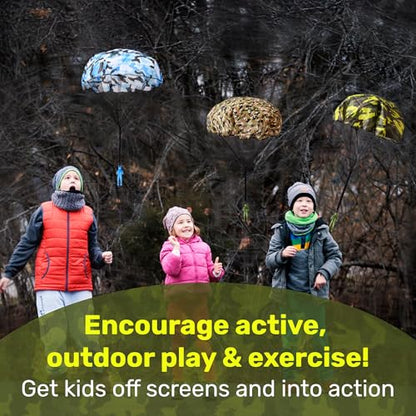 NUTTY TOYS Army Parachute Toys for Kids - Tangle Free Outdoor Flying Parachute Men, Best Small Outside Toys for 4 5 6 7 8 9 10 11 12 Year Old, Top Christmas Stocking Stuffers Idea 2026 Unique Boy Gift - style: Army