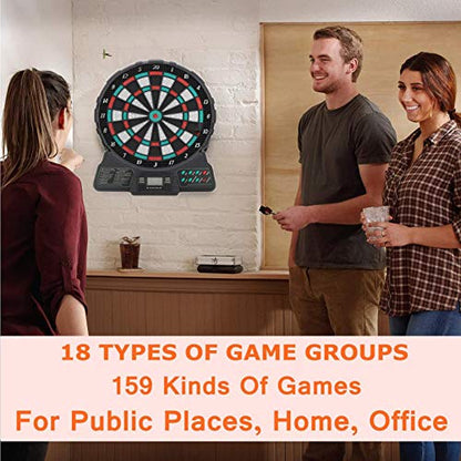Sports Electronic Dartboards, Talking Electronic Dartboard Magnetic Dart Board, for Adults, with Music and Sound Reminding, LCD Digital Scoring, for Up To 8 Players, 18 Games 159 Options