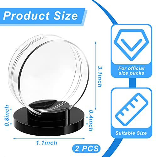 Taiyin Hockey Puck Display Case Acrylic Clear Puck Holder with Shell Base Hockey Display Stand Autographed Souvenir Memorabilia for Enthusiasts Collection - color: Clear, Black