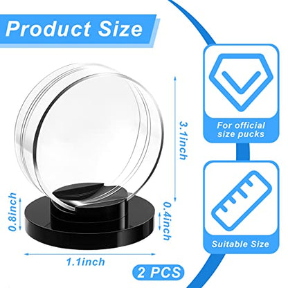 Taiyin Hockey Puck Display Case Acrylic Clear Puck Holder with Shell Base Hockey Display Stand Autographed Souvenir Memorabilia for Enthusiasts Collection - color: Clear, Black