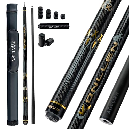KONLLEN Carbon Fiber Pool Cue Stick 58-inch Professional Pool Sticks for Adults Full Carbon Technology Low Deflection Pool Cue Billiard Cues with 12.5mm Tip (Easy to Control, Pro Taper, Ultra-Smooth) - color: 008 gold