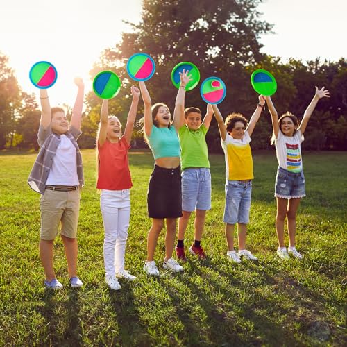 Toss and Catch Ball Game Set, 4 Paddles and 4 Balls Outdoor Paddle Catch Game for Kids, Backyard Beach Pool Yard Toy, Summer Birthday Gift for Boys Girls Ages 4-12 - color: Green Blue+pink Green