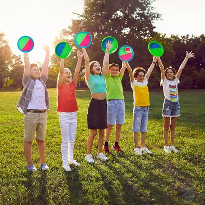 Toss and Catch Ball Game Set, 4 Paddles and 4 Balls Outdoor Paddle Catch Game for Kids, Backyard Beach Pool Yard Toy, Summer Birthday Gift for Boys Girls Ages 4-12 - color: Green Blue+pink Green