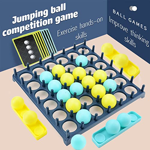 Bounce Ball Game with Family, Adults, Teens and Children, Connect Ball Board Games Table Game Toys, with 9 Cards with Different Patterns, 16 Balls and 1 Game Grid, the Perfect Holiday Toy for Kid
