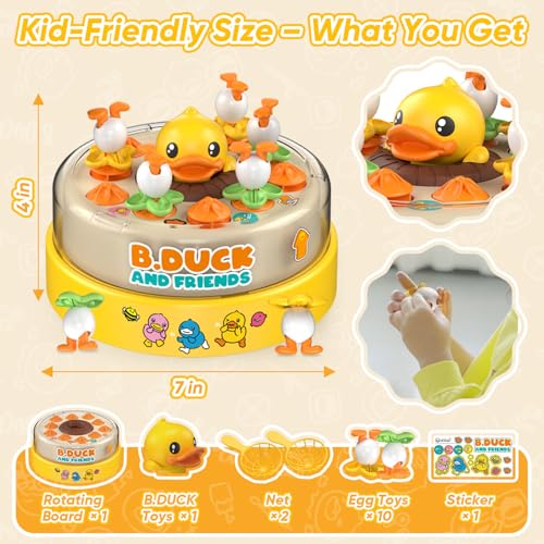 B.Duck Board Games for Kids, B.Duck Bounce and Catch Duck Game Toys for Toddler, Jumping Ducks Game Toys, 2 Players Handheld Interactive Toy for Boys Girls, Family Board Games, Birthday Gifts.
