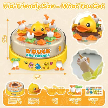 B.Duck Board Games for Kids, B.Duck Bounce and Catch Duck Game Toys for Toddler, Jumping Ducks Game Toys, 2 Players Handheld Interactive Toy for Boys Girls, Family Board Games, Birthday Gifts.