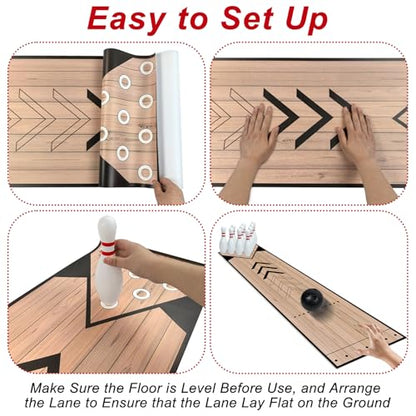 Mini Bowling Set, Indoor & Outdoor Home Bowling Set, Bowling Alley Set with Lane, Bowling Pins & Ball Set