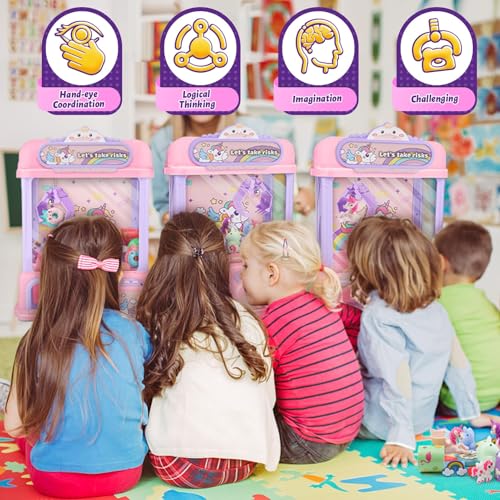 Claw Machine for Kids,Mini Claw Machine with Toys Inside,Electronic Claw Game Machine for Party Birthdays,Candy Vending Grabber Machine for Girls Ages 4 5 6 7 8 9