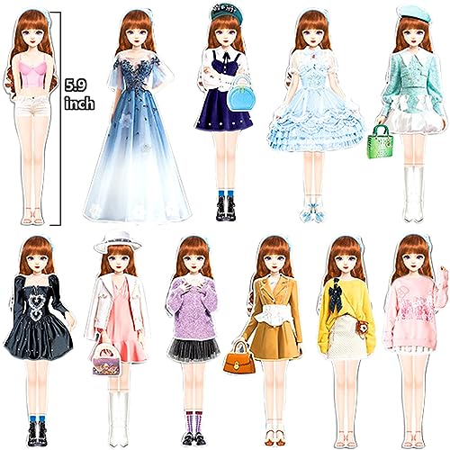 Magnetic Princess Dress Up Paper Doll Pretend Play Toys Magnet People Clothes Puzzles Game for 3+ Year Old Girls Toddler,Preschool Learning Created Imagine Set Birthday Gift (F Set) - style: F Set