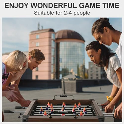 RAYKEEP 58" Foosball Table, Competition Soccer Table Game w/ 2 Balls for Adult Youth, Heavy-Duty Arcade Table Soccer for Home, Game Room - color: WoodGrain