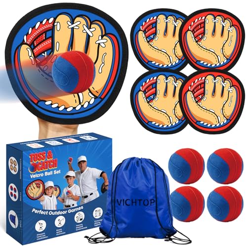 Toss and Catch Ball Game Set for Kids - Easy to Use Sticky Balls& Beginner Baseball Glove, Outdoor Games Toy for Family Beach Yard Pool Camping, Fun Gifts for Boys& Girls Ages 3 4 5 6 7 8-12 Years Old