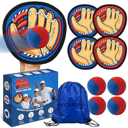 Toss and Catch Ball Game Set for Kids - Easy to Use Sticky Balls& Beginner Baseball Glove, Outdoor Games Toy for Family Beach Yard Pool Camping, Fun Gifts for Boys& Girls Ages 3 4 5 6 7 8-12 Years Old