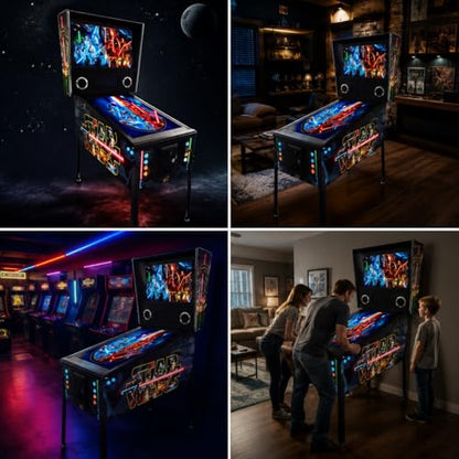 Arcade Pro Pinball Machine, 1000 in 1 Games, 43" 4K Ultra HD, American Style Vintage Cabinet, Digital Leaderboard, Haptic Feedback, for Home Game Room