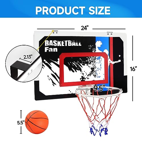 GSE Games & Sports Expert Over-The-Door Basketball Hoop with Basketball & Pump, Wall-Mounted Basketball Hoop Set with Complete Accessories for Home & Office (Several Style Choice) - style: Large - Dunk