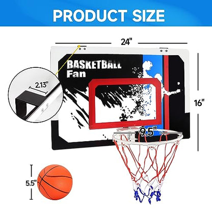 GSE Games & Sports Expert Over-The-Door Basketball Hoop with Basketball & Pump, Wall-Mounted Basketball Hoop Set with Complete Accessories for Home & Office (Several Style Choice) - style: Large - Dunk
