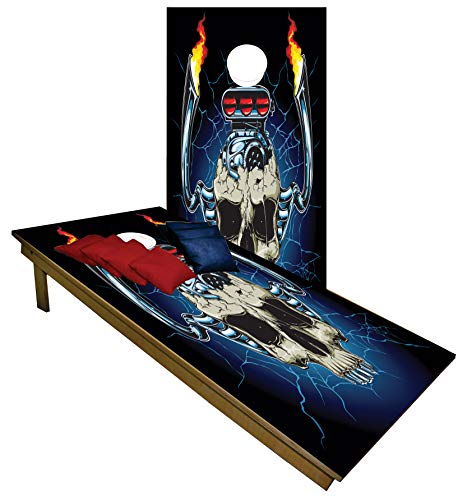 CornholeGamesUSA Handmade Premium Wooden Cornhole Board Set - Skull Series - Handmade in USA, Regulation Size 2'x4', Made of Baltic Birch | Includes 8 Cornhole Bags - color: Style #939