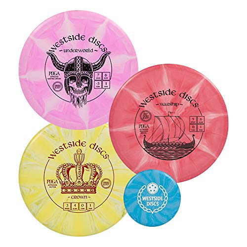 Westside Discs Origio Burst 3-Disc Golf Starter Set - Ideal All-in-One Disc Golf Set for Men - 1x Fairway Driver, Midrange & Putter Discs - Mini Marker Included - Colors Will Vary - style: 3 Pack