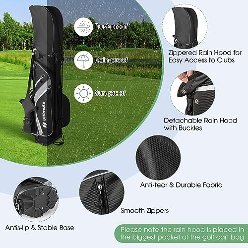 KOTEK Golf Stand Bag, 14 Way Top Divider Golf Club Bag with Cooler, 6 Zippered Pockets, Rain Hood, Adjustable Dual Shoulder Straps & Umbrella Holder, Lightweight Golf Bag for Men Women - color: Grey