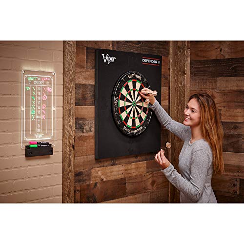 Viper Illumiscore Plus+ See-Through Illuminated Back-Lit Dry Erase Dart Scoreboard, Large (19.50" L x 10.00" W), Black