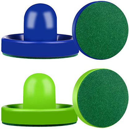 ONE250 Air Hockey Pushers and Red Air Hockey Pucks, Goal Handles Paddles Replacement Accessories for Game Tables (4 Striker, 4 Puck Pack) - color: Blue & Green