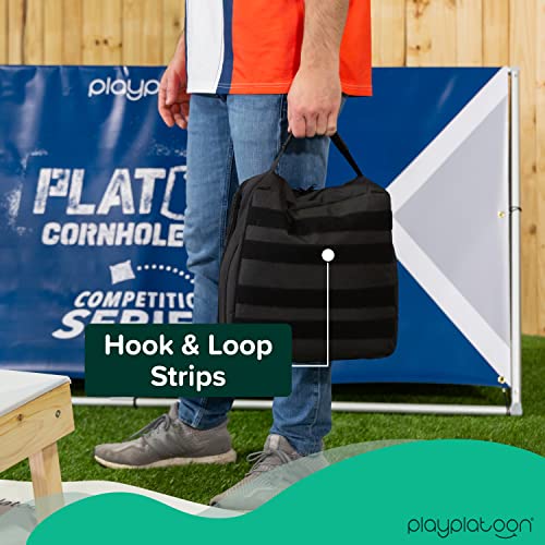 Play Platoon Cornhole Bag Carrying Bag, with 4 Separation Pouches, Black - style: Tote