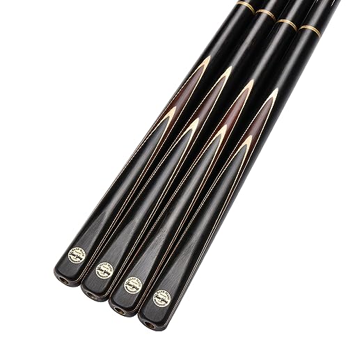 57" 3/4 Jointed Billiard/Pool/Snooker Cue Set 5 Face-Spliced Ash Shaft with A Leather Cue Case - color: Tech Ebony Butts
