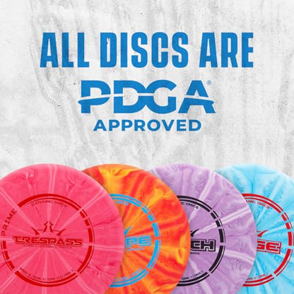 Dynamic Discs Prime Burst 4-Disc Golf Starter Set | Includes Putter, Midrange, Fairway & Driver | Golf Discs Set for Beginners | 170-176g | Beginner Pack for Amateurs - size: 4 Pack
