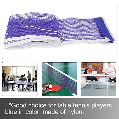 uxcell® Nylon Replacement Table Pingpong Sports Tennis Mesh Net w Pull String Blue