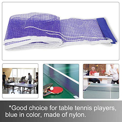 uxcell® Nylon Replacement Table Pingpong Sports Tennis Mesh Net w Pull String Blue