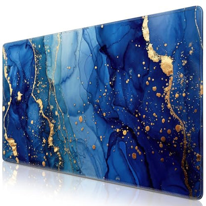 Canjoy Gaming Mouse Pad, 31.5x15.7inch Large Extended Mousepad Big Computer Desk Mat for Keyboard and Mouse Full Desk Mouse Mat with Non-Slip & Rubber Base - color: Blue Marble