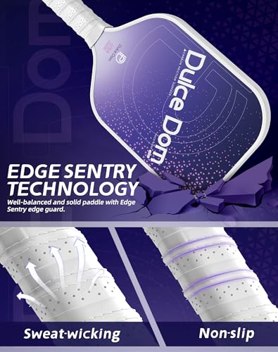 Dulce DOM Pickleball Paddles Set of 2/4 - USAPA Approved, 4 Indoor Outdoor Pickleball Balls, Fiberglass Surface Paddle Racket with Cover Bag, Ideal Training Equipment Gift for Men & Women - color: Purple*1